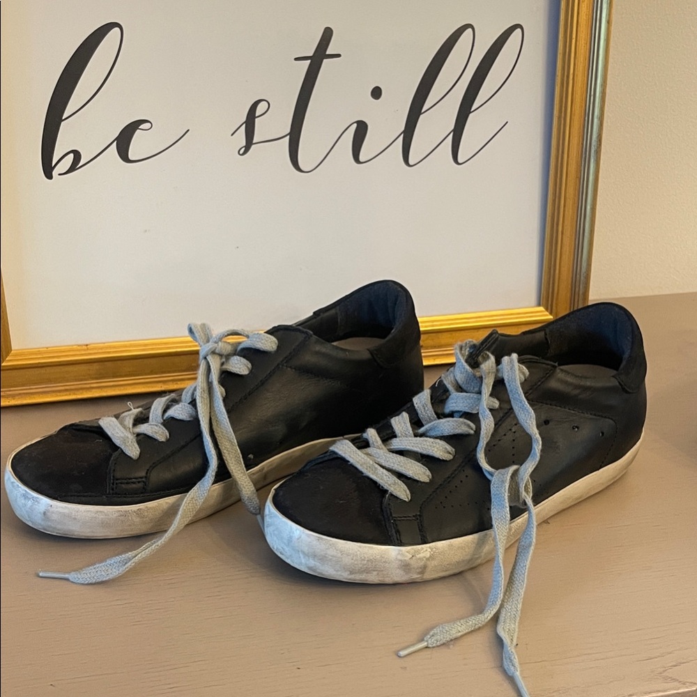 Golden Goose Black Sneakers with White Soles